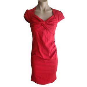 Womens Red Pin-Up Wiggle Stretch Dress Cap Sleeve Size M